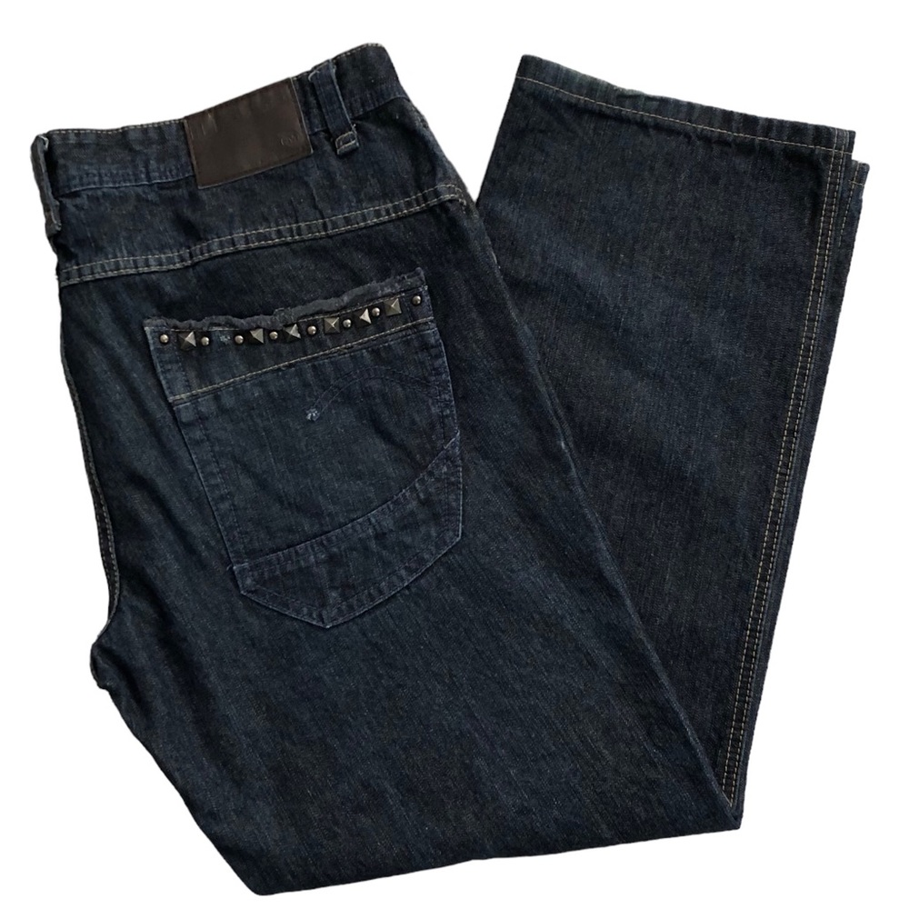 Mens Mecca Y2K Slim Fit Denim Dark Hip Hop Jeans Wide Leg Size W 36 L 30